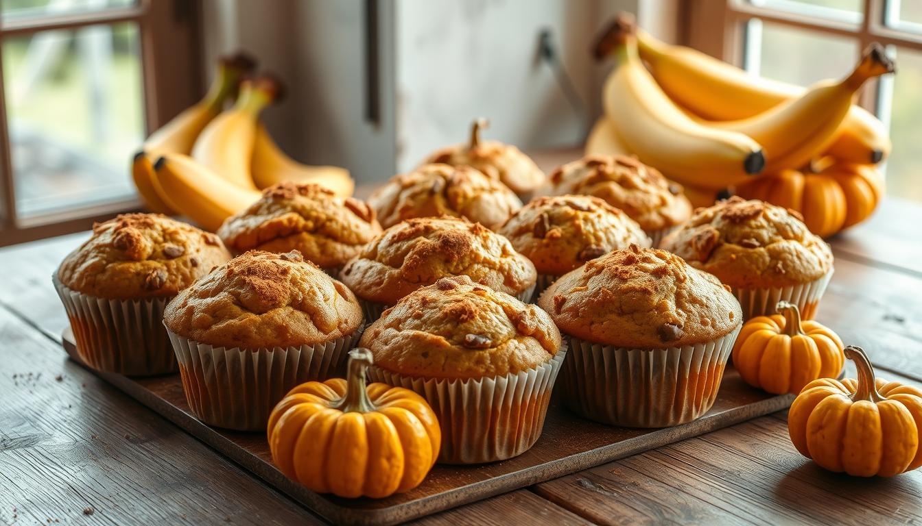 Easy Homemade Banana Pumpkin Muffins