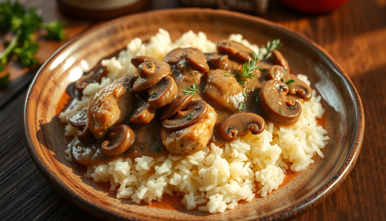 Creamy Mushroom Chicken and Rice Recipe