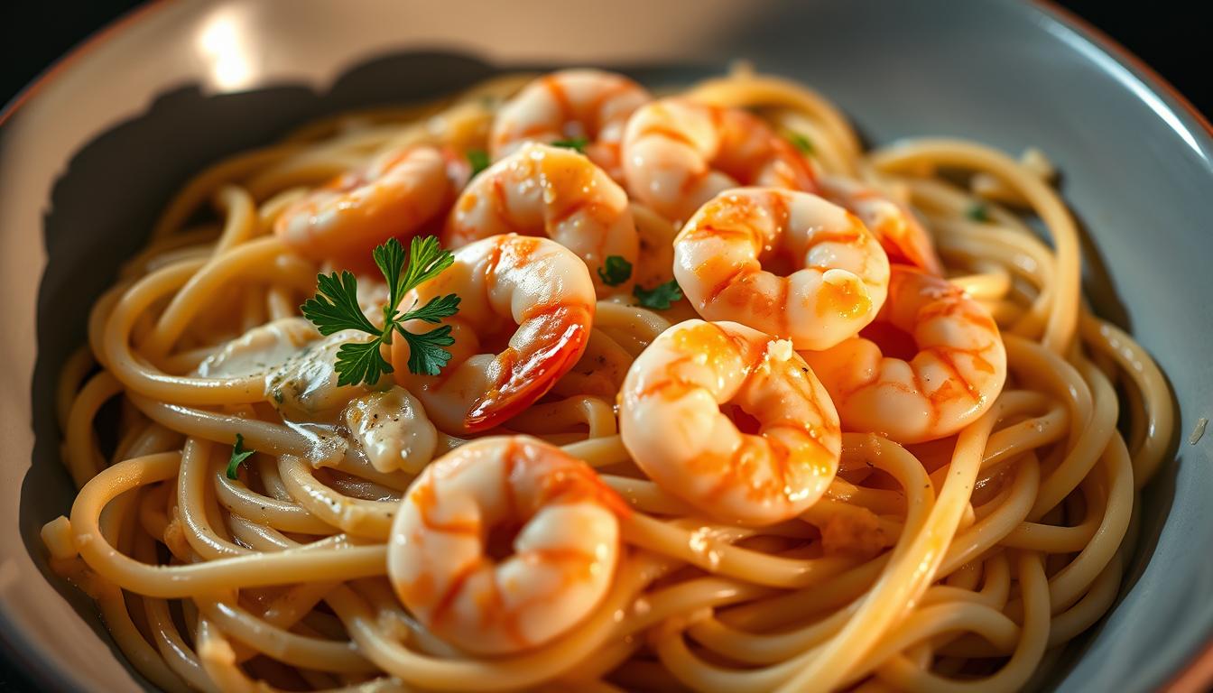 Heartfelt Pasta: Creamy Garlic Shrimp Linguine