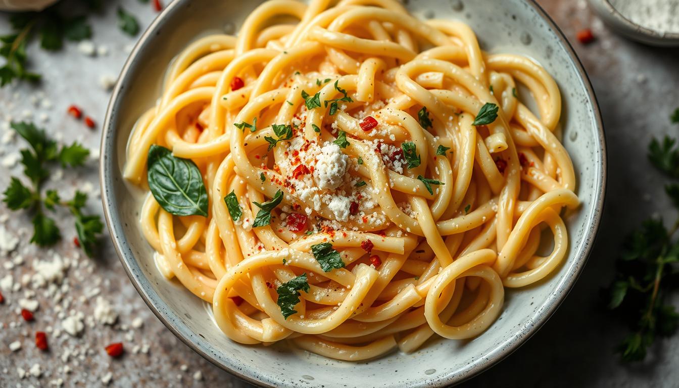 Indulge in Creamy Miso-Garlic Pasta for a Flavorful Feast