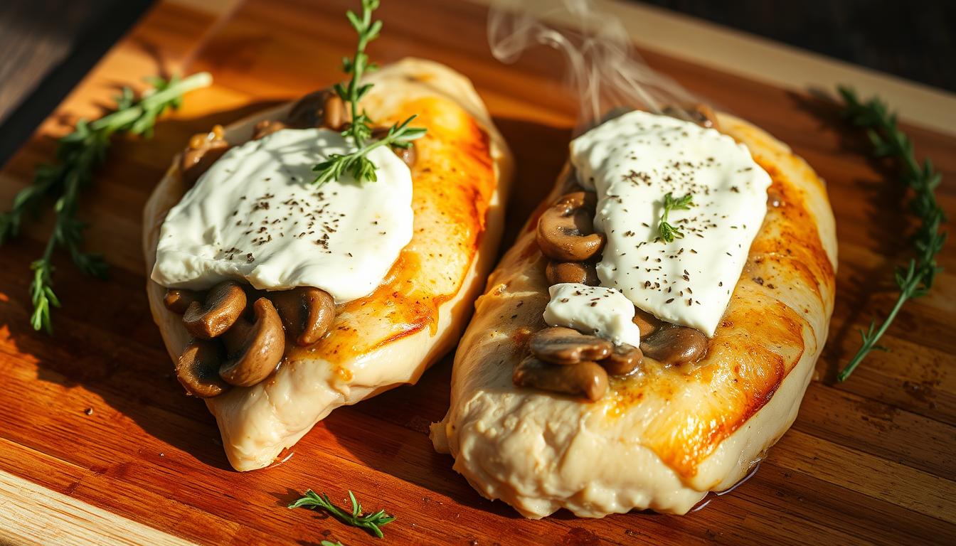 Mushroom and Goat Cheese Stuffed Chicken Breasts