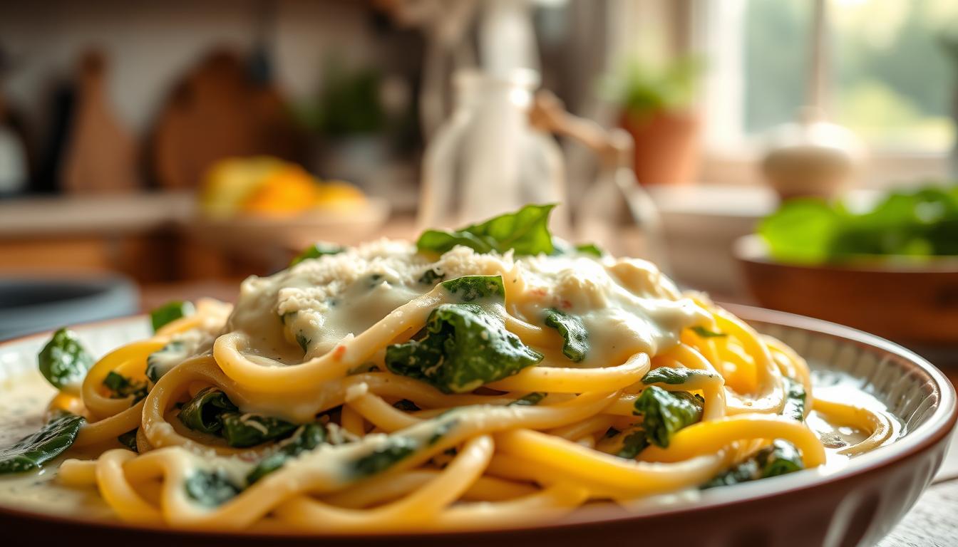 Indulge in Baked Creamed Spinach Pasta